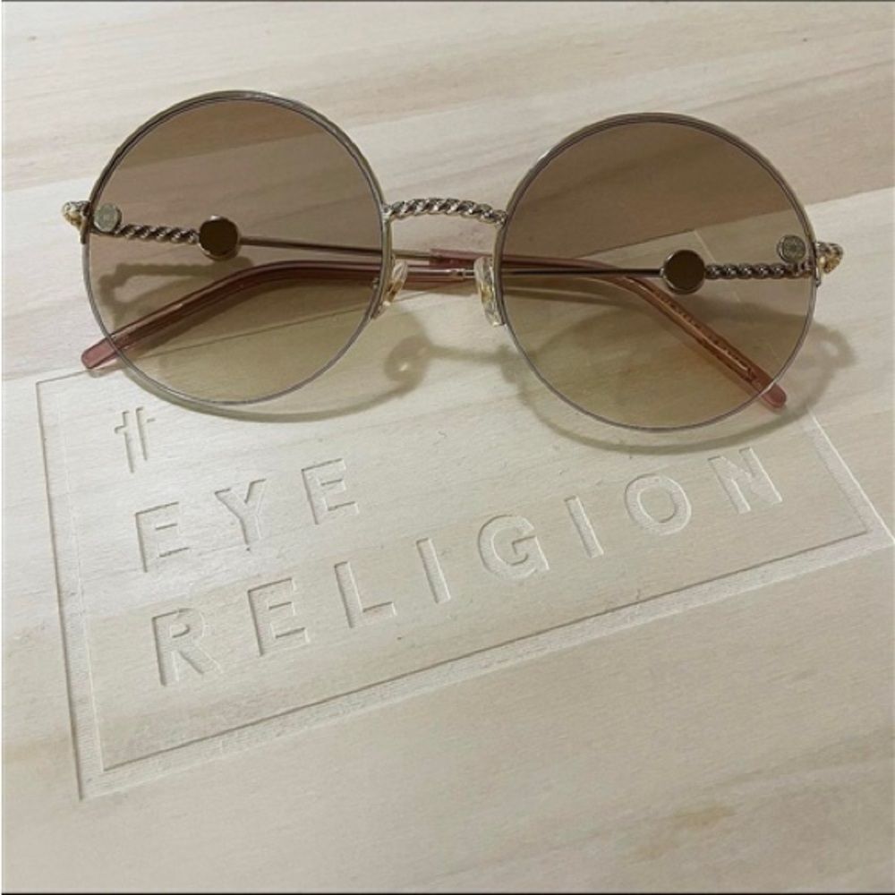 Elie Saab 085 Gold Frame Sunglasses with Brown Lenses